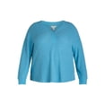 thumbnail image 5 of Terra & Sky Women’s Plus Waffle V Neck Henley Top, Sizes 0X-5X, 5 of 5