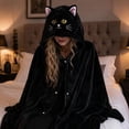 thumbnail image 4 of Halloween Wearable Blanket Cute Flannel Hoodie Shawl | Cartoon Animal Cozy Sofa Nap Wrap for Women 150x130cm Soft Oversized Loungewear Blanket with Hood Snap Button Closure(lxf), 4 of 7