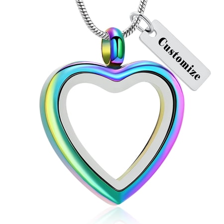 Personalize Clear Glass Heart Urn Pendant Cremation Jewelry for Ashes Keepsake Memory Necklace Human Pet Memorial Jewelry
