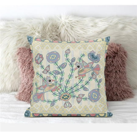 

Amrita Sen Designs CAPL634FSDS-BL-20x20 20 x 20 in. Pond Peacock Suede Blown & Closed Pillow - Multi Color