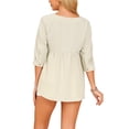 thumbnail image 3 of INSPIRE CHIC Women's High Low Tops 3/4 Sleeve Crewneck Asymmetrical Casual Loose Shirt Dressy Summer Tunic Blouse M Apricot, 3 of 5