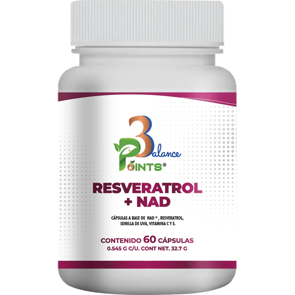 Resveratrol + Nad, 3 Balance Points,60 Capsulas.