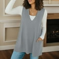 thumbnail image 2 of oqasdz Womens Sweaters V Neck Knit Sleeveless Long Sweaters Vest with Pocket Fall Winter Pullover Warm Fashion Top Casual Versatile, 2 of 6