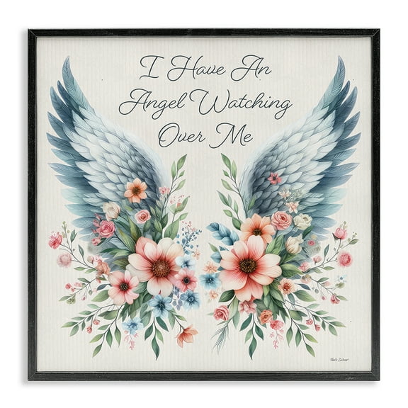 Stupell Industries Angel Watching Me Plants & Flowers Painting Black Framed Art Print Wall Art, 12 x 12