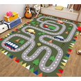 thumbnail image 1 of Road Rug for Kids - Kids Carpet Playmat Rug - City Life Rug with Non-Slip Backing - Fun Play Mat for Toy Cars - Blue Green Gray Beige(80cm*120cm), 1 of 4