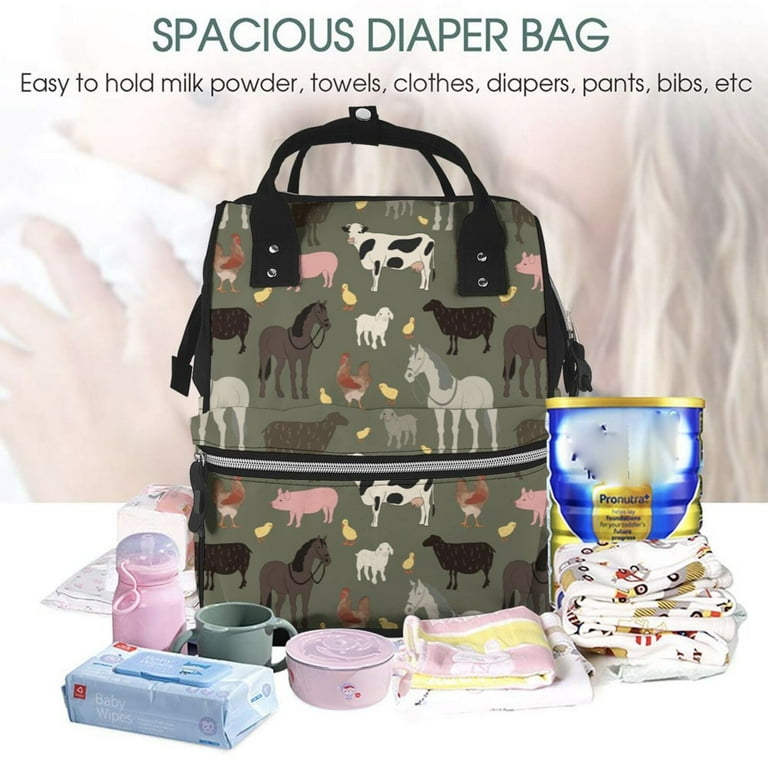 Pofeuu Farm Animals Print Diaper Bag Backpack, Multifunction