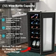 thumbnail image 5 of NutriChef PKCWC12 12 Bottle Cooler Refrigerator White and Red Countertop Chiller W/ Digital Control, 5 of 8