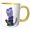 Yellow/White, variant on 3drose, Funny Cute T-rex Dinosaur Drinking Coffee Wearing Colorful Sweater, 11oz Mug