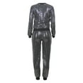 thumbnail image 5 of ZAZYULZ Two Piece Sets for Women Womens Casual Chic Sequin Glitter Sexy 2 Piece Outfits Top And Pant Suit Two Piece Pants Set(Black,L), 5 of 5