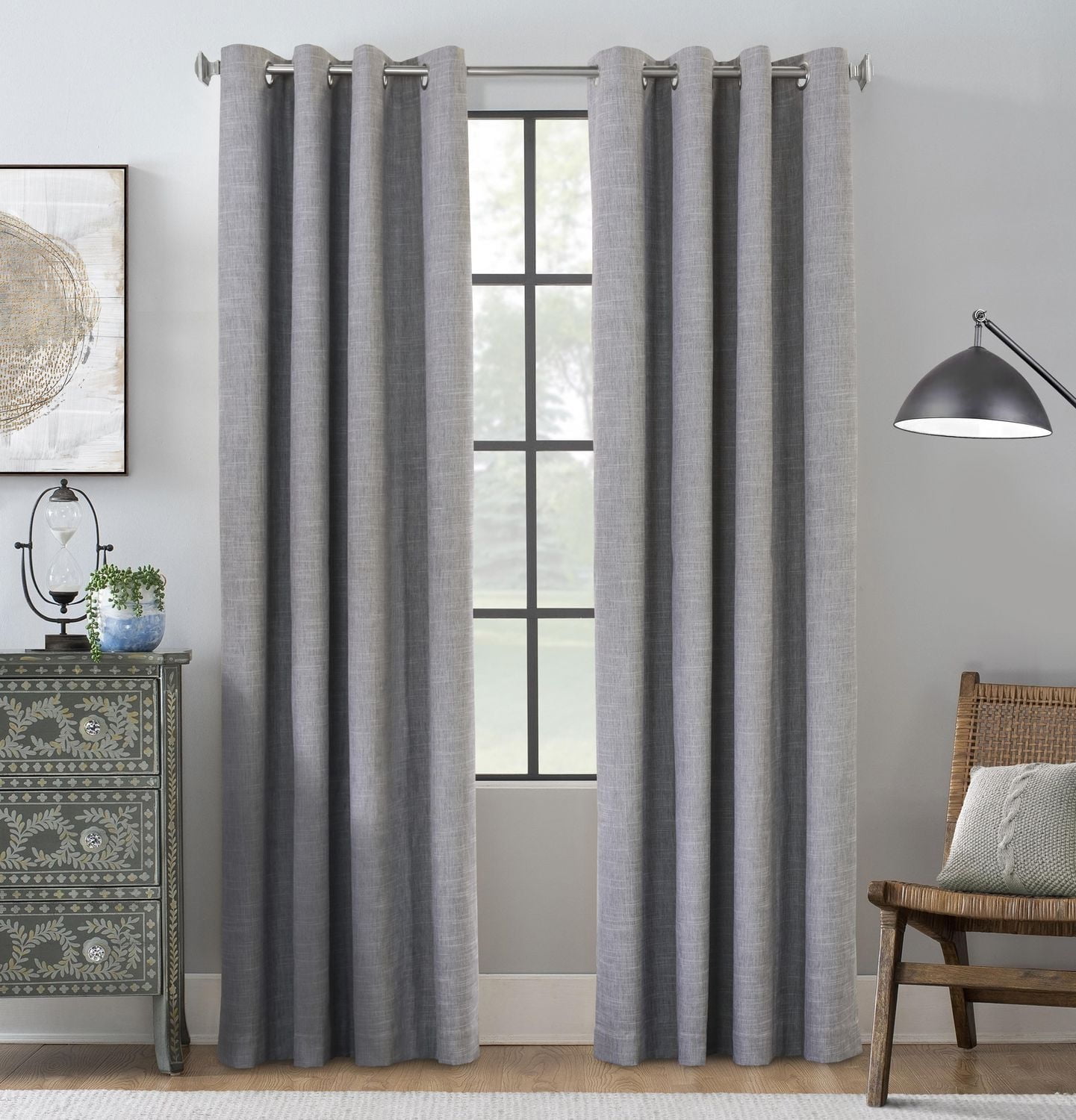 Matt 100% Total Blackout Grommet Curtain Panel Pair 52" x 84" in Grey