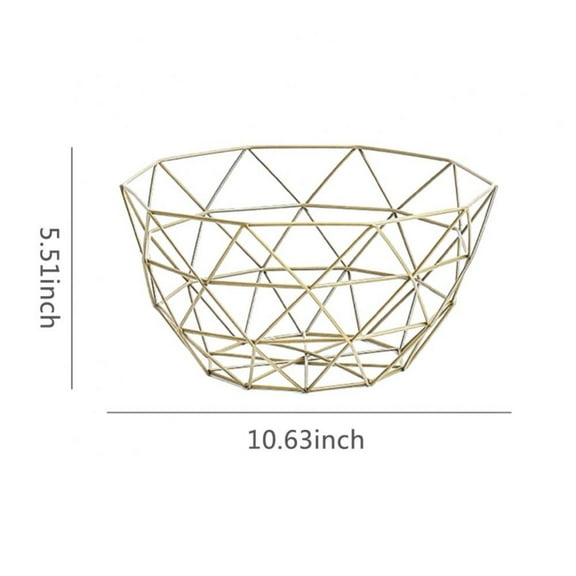 Metal Wire Fruit Basket Bowl,Iron Art Gold Fruit Storage Baskets for Living Room,Countertop,Office Table Decorative Bread Snack Fruit Bowls