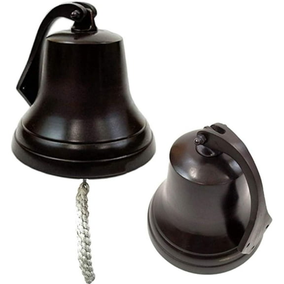 Wall Hanging Ship Bell Dark Antique Dinner Bell Indoor/Outdoor Nautical Decoration Bells With Rope 6"