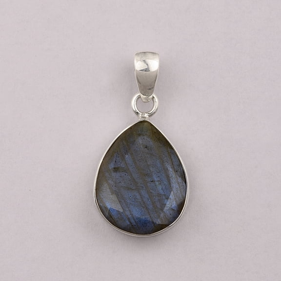 22x18 MM Pear Shape Labradorite 925 Sterling Silver Solitaire Mother's Day Gift Pendant