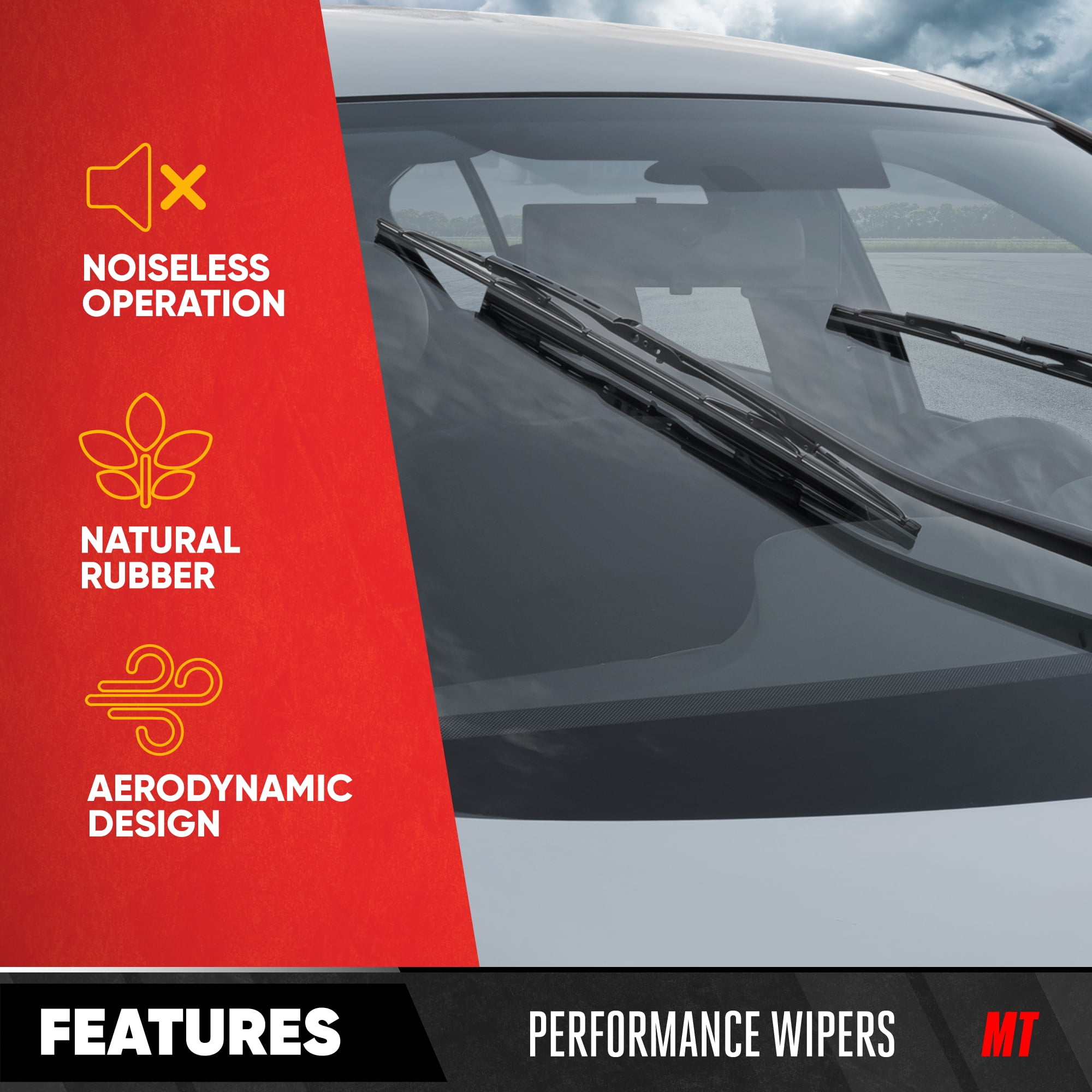 Motor Trend Ultrafirm Replacement Windshield Wiper Blades - Advanced Crystal-Clear Streak-Free Premium Blade Design - All Season, All Weather (16 + 26 Inch (2 Pack))
