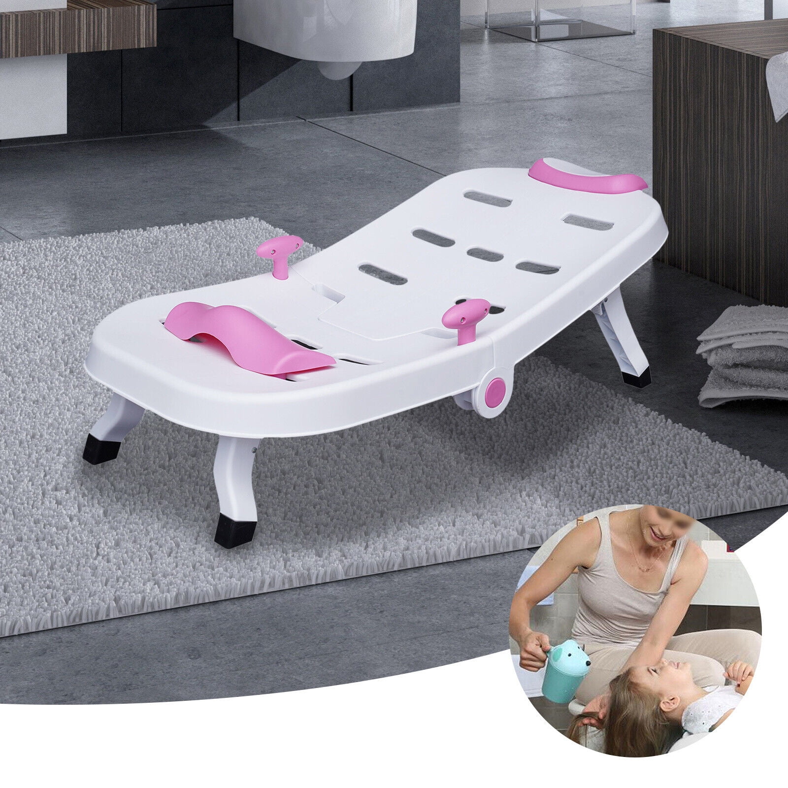 Oukaning Children Shampoo Chair Foldable Hair Washing Chair Salon Seat