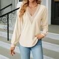 thumbnail image 2 of Besolor Women's Fall Tunic Tops Trendy Lace V Neck Long Sleeve Eyelet Shirts Casual Loose Fit Ladies Dressy Blouses Tee, 2 of 7