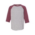 thumbnail image 2 of RABBIT SKINS Toddler Fine Jersey Raglan 3/4 Sleeve Baseball Tee, Vintage Heather/Vintage Burgundy, 2T, 2 of 3