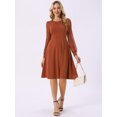 thumbnail image 3 of DARING DIVA Long Sleeve Round Neck Cocktail Dress S Caramel, 3 of 7
