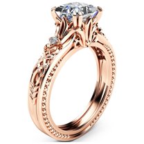 Square Moissanite Gold Filigree Engagement Ring In 14k Gold