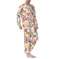 thumbnail image 2 of Naloa Butterflies and Roses Men’s Pajamas Set - Long Sleeve Button Down Sleep Shirt and Pajama Bottoms Sleepwear Set-Medium, 2 of 7