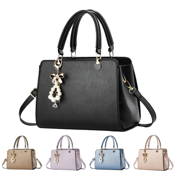 Faraee Womens Satchel Bags Top Handle Shoulder Handbags and Purses Ladies Designer Leather Crossbody Work Tote Bag with Chic Pendant Black