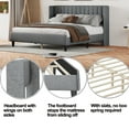 thumbnail image 4 of King Size Upholstered Platform Bed Frame With Headboard, Mattress Foundation, Wood Slat Support, Quiet, No Box Spring Needed, Easy To Assemble Light Grey, 4 of 9