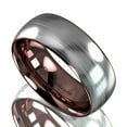 thumbnail image 2 of Tungsten Rings for Men Wedding Bands for Him Womens Wedding Bands for Her 8mm Silver Brushed Rose Gold Inlay, 2 of 6
