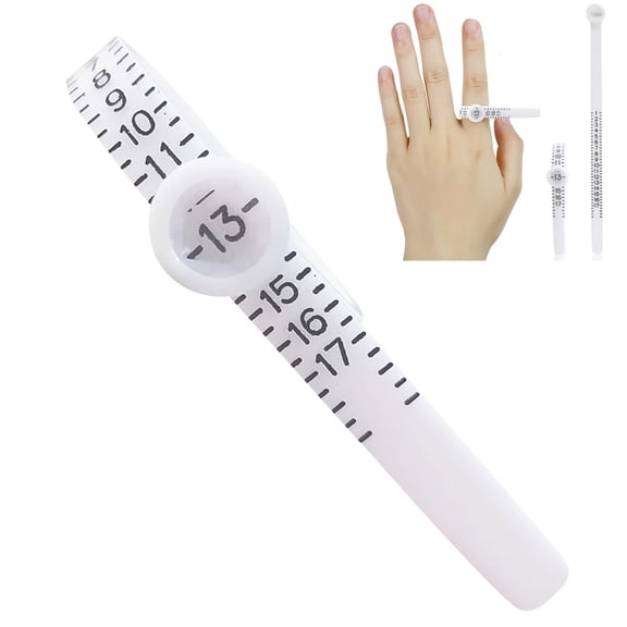 White Ring Sizer Measuring Tool, Reusable Ring Size Guage for Fingers, Jewelry Sizing Tool, 1-17 US Ring Sizer