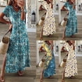 thumbnail image 3 of TAIAOJING Women Floral Print Dress Maxi Summer Spring V Neck Short Sleeve Split Long Casual Boho Tank Beach Dresses, 3 of 5