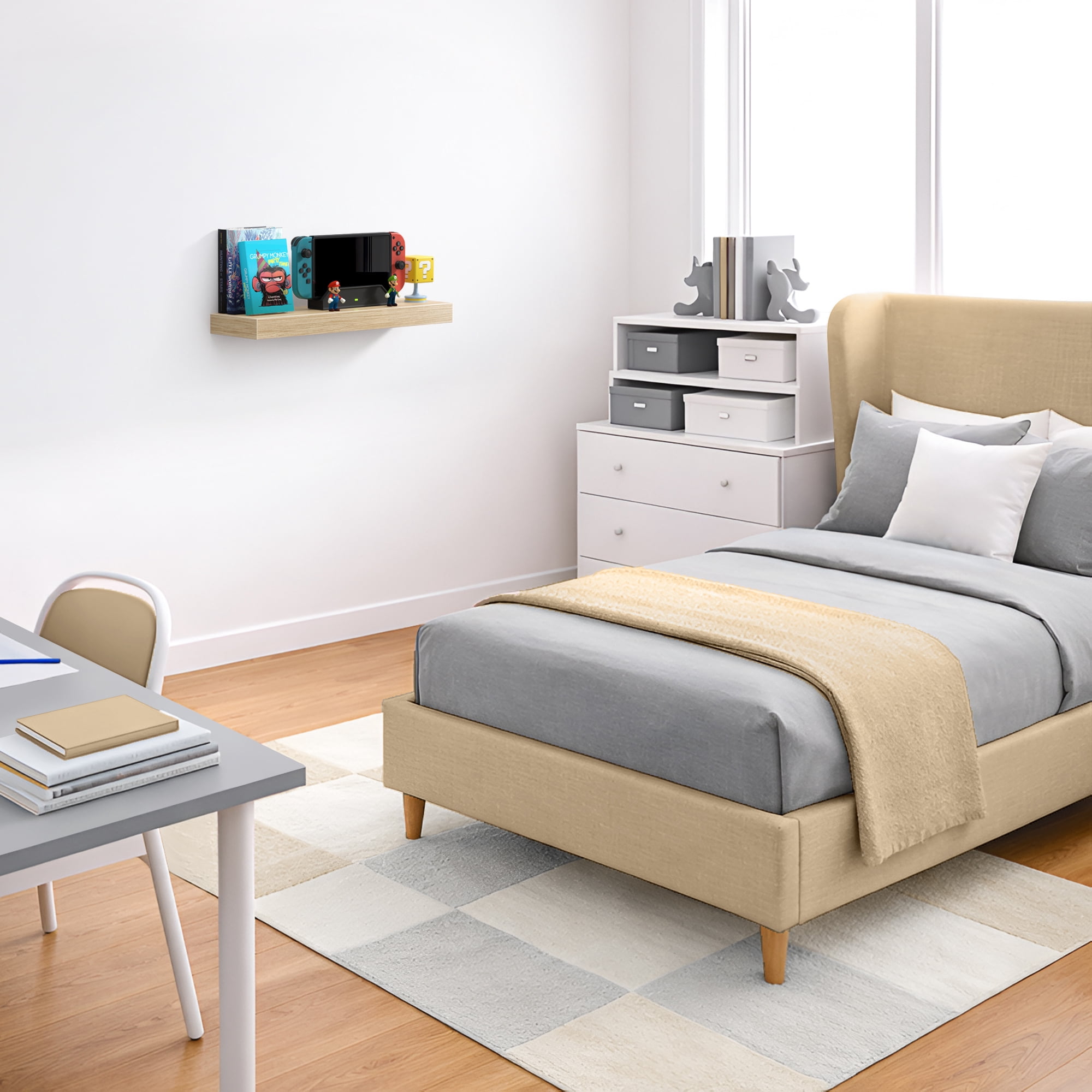 Sorbus 16.25" Floating Wall Shelf, Maplewood, Invisible Brackets, Bathroom, Bedroom & Home Decor