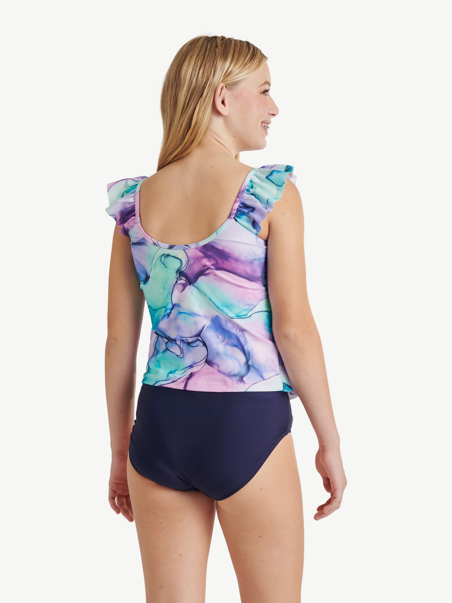 Justice Girls Ruffle Tankini Top with Bikini Bottom 2-Piece Swimsuit, Sizes 5-18
