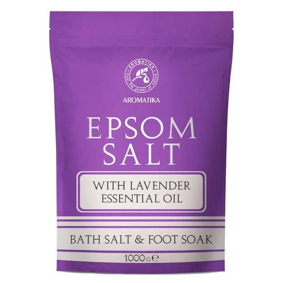 Epsom Bath Salt with Lavender Essential Oil 35Oz - Concentrated Magnesium Sulphate - Pure Epsom Salt - Soothing & Relieves Fatigue - Relaxation - Wellness