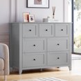 thumbnail image 3 of Commode à 7 Tiroirs pour Chambre, Grand Commode Moderne avec Pieds Robustes, Organisateur de Rangement en Bois pour Garde-Robe pour Salon, Entrée, Couloir, Gris, 3 of 8