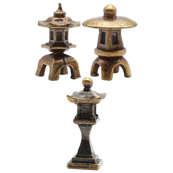 OUNONA Golden Copper Pagoda Statue for Garden and Home Decoration Classic Design Miniature Model 3 Pieces