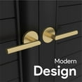 thumbnail image 2 of Mega Handles Ronn Dummy Door Lever | Satin Brass, Round Rosette | Stainless Steel Reversible Design | 5" Lever Pack of 2, 2 of 4