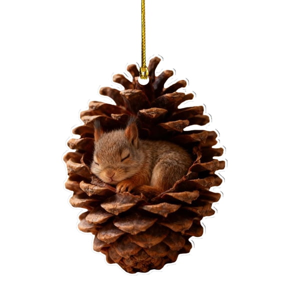 Forest Animal Acorn Ornaments, Animal Christmas Ornament, Animal Christmas Tree Ornament, 2D Flat Acrylic Forest Animal Decoration, Hanging Pendant Gift for Animal Lovers