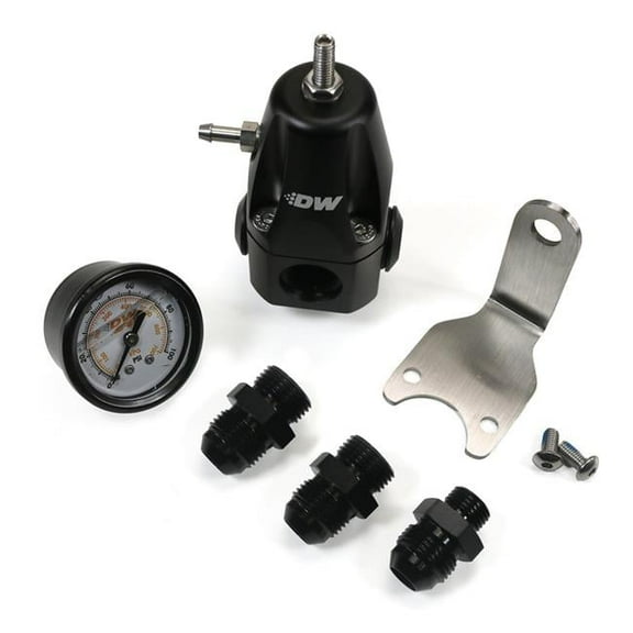 DeatschWerks 6-1000-FRB-88 DWR1000 AFPR Plus Pressure Gauge Plus 8AN Fittings - Anodized Black