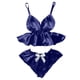 thumbnail image 2 of ICHUANYI Clearance Women V-Neck Eyelash Lace Sexy Stain Camisole Pajamas Bowknot Shorts Set(Dark Blue, XXXL) Ichuanyi Ichuanyi, 2 of 3