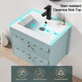 thumbnail image 5 of 24" Wall Mounted Bathroom Vanity with Ceramic Sink Top, Faucet, Decorative Wavy Edge, 5 of 10