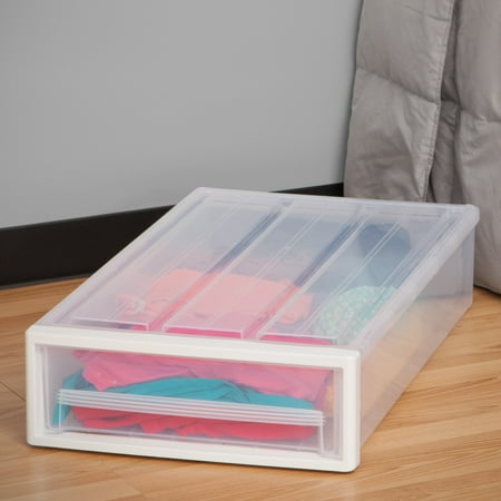 Iris Underbed Plastic Storage Drawer White Set Of 4 Walmart Com