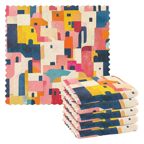 Yayeee 6 Pack Kitchen Dish Cloths for Washing Dishes Soft Absorbent Microfiber Towels, Art Geometric