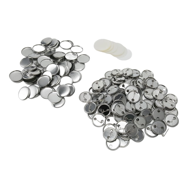 Juego de 100 piezas de insignias de botón en blanco, forma redonda, prevención de óxido, kit de insignias de botón de fácil impresión para máquina de fabricación de botones, 32 mm/1,3 pulgadas