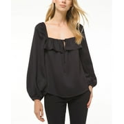 Michael Kors Women's Square-Neck Ruffled Top Black Size Extra Large