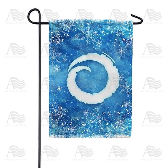 America Forever Winter Monogram Letter O Garden Flag Vertical Double Sided 12.5 x 18 inches Snowy Winter Holiday Seasonal Flags for Outdoor, Yard, Porch Decoration, Blue Background, Snowflake Flag