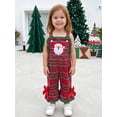 thumbnail image 5 of Loicainy ﻿Toddler Kids Girls Christmas Overalls 12 18 24 Months 2T 3T 4T 5T Santa Claus Embroidery Sleeveless Square Neck Plaid Bell Bottoms Jumpsuit, 5 of 9