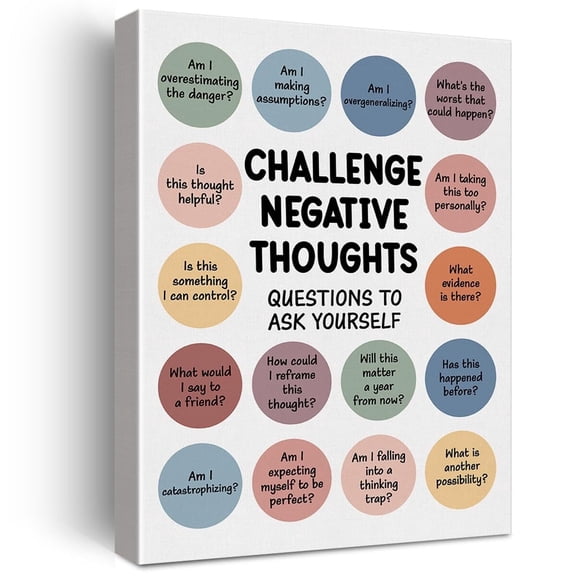 Motivational Mental Health Wall Art poster Therapy Office Decor Challenging Negative Thoughts  Canvas Print Painting Picture Wall poster