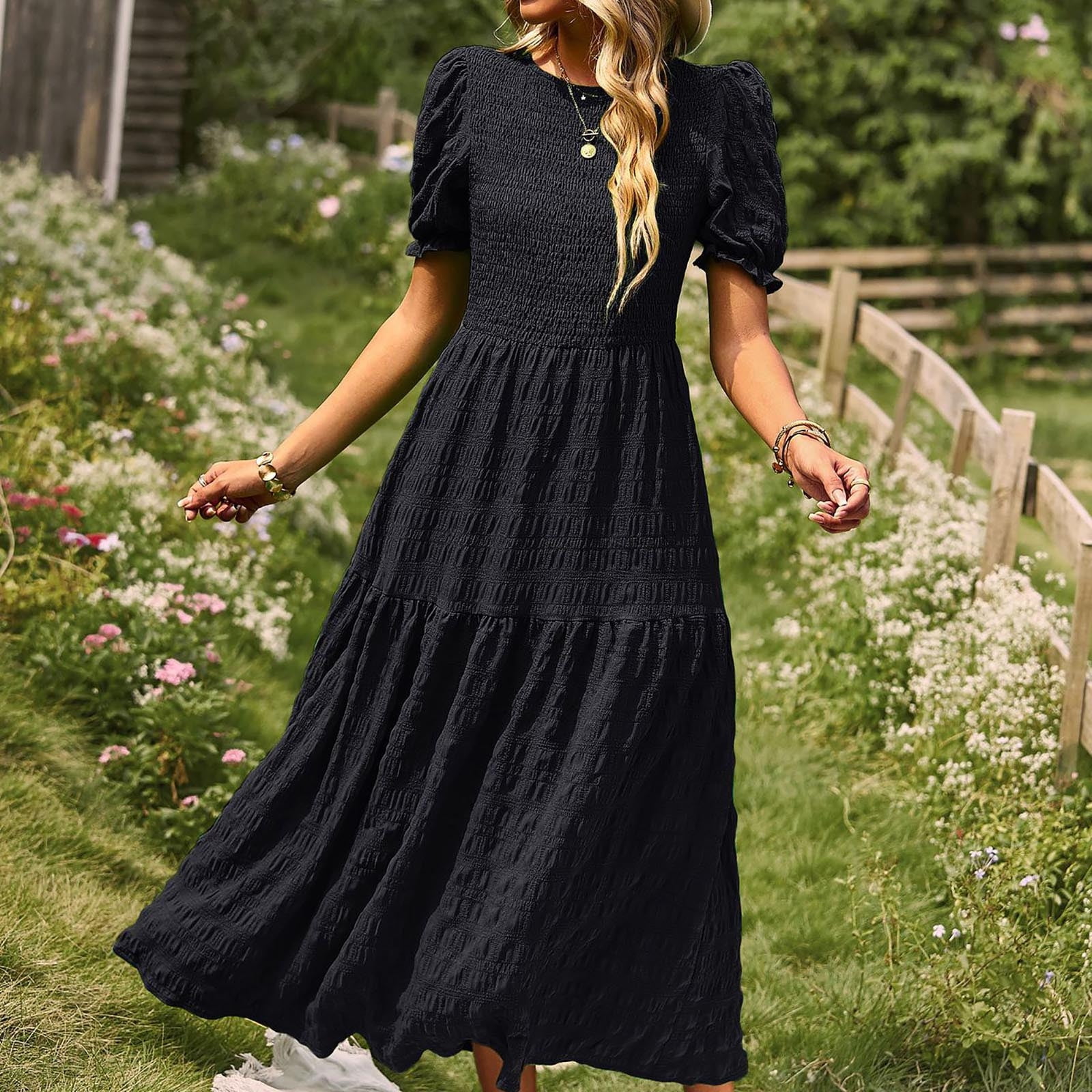 bohemian black lace maxi dress