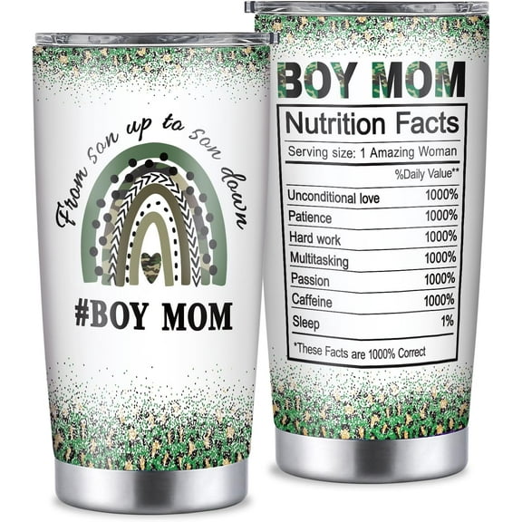 Gifts for Boy Mom from Son, 20oz Insulated Tumbler Mom Gifts Ideas, Mom Birthday Gifts, Christmas Mothers Day Gifts for Boy Mom, Unique Gift Mug for Mom, Boy Mom Gifts Cup