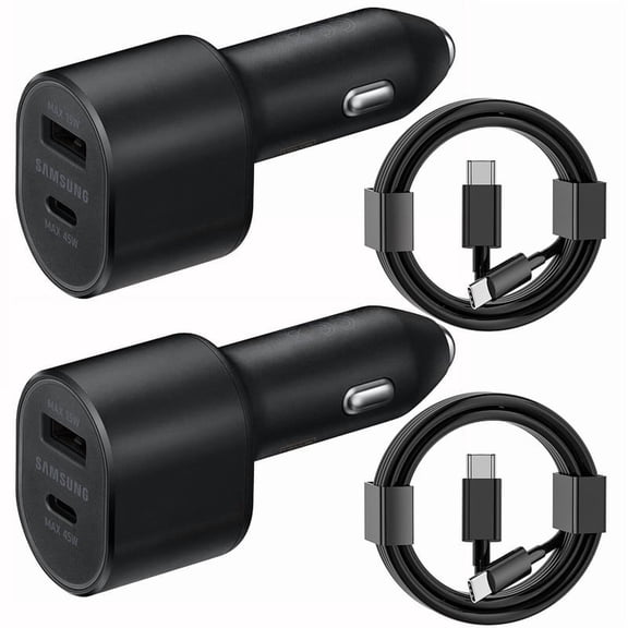 TRM TECH Super Fast Dual Car Charger (45W 15W) with Super Fast Charging Cable Compatible with Samsung Galaxy S25 S24 S22 S21 S20 Ultra Plus Note 10 ,Pixel,Note 20,PPS Car Charger (2-Pack)