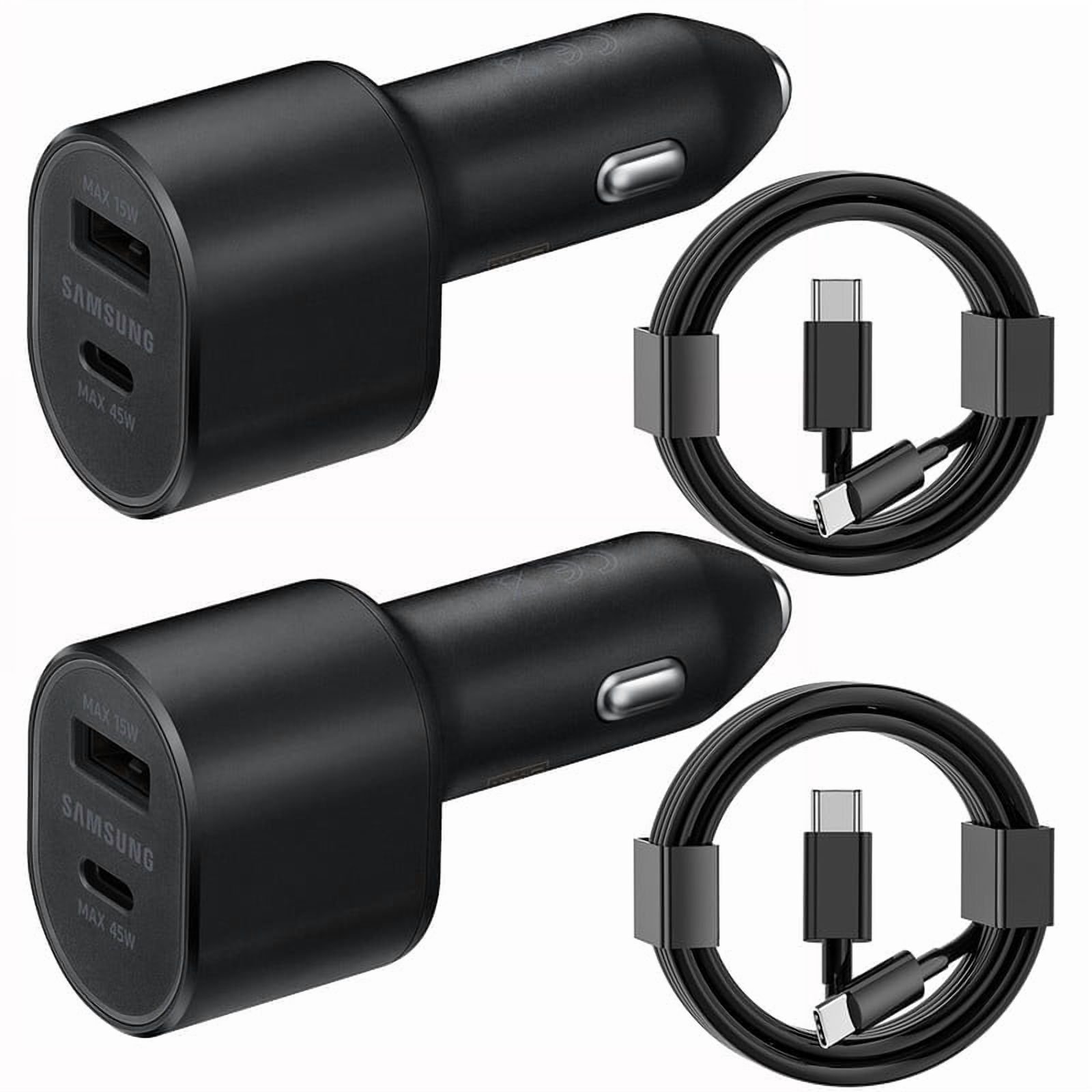 TRM TECH Super Fast Dual Car Charger (45W+15W) with Super Fast Charging Cable Compatible with Samsung Galaxy S25 S24 S22 S21 S20 Ultra Plus Note 10+,Pixel,Note 20,PPS Car Charger (2-Pack)